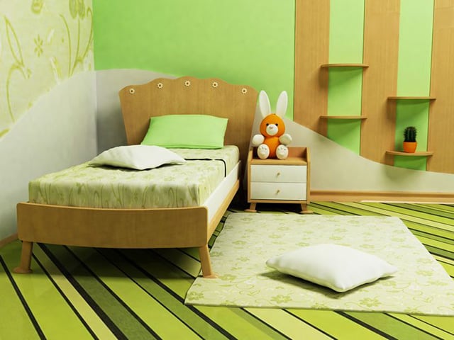 decor phòng ngủ màu xanh lá